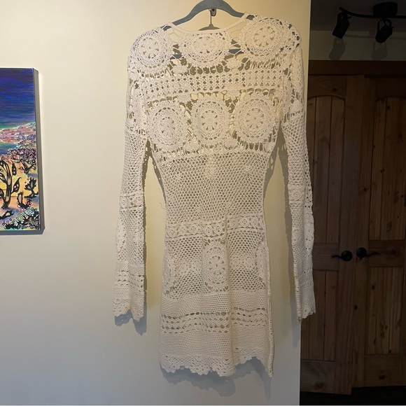 Rat & Boa White Crochet Resortwear Dress Medium - Picture 10 of 11